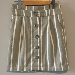 Dynamite Olive and White Striped Mini Skirt